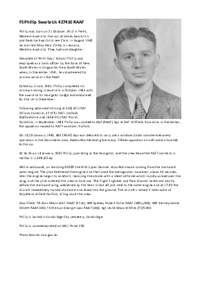A preview of a PDF biography for Swarbrick, Phillip